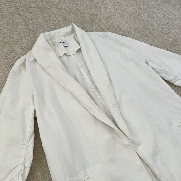 Bar III Linen 3/4 Ruched Sleeve Blazer Open Front Jacket S - Picture 3 of 10